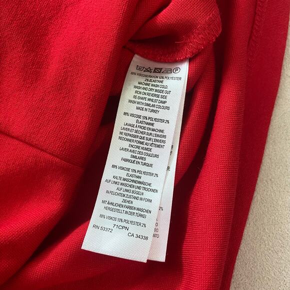 French Connection Valentine Viscose Off Shoulder Dress Size 6 Red Stretchy Fit - Picture 6 of 11